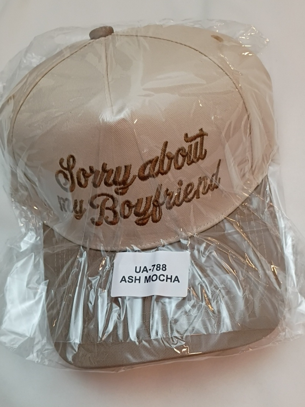 Zenana OSFM Adults Sorry About My Boyfriend Ash Mocha Baseball Cap -